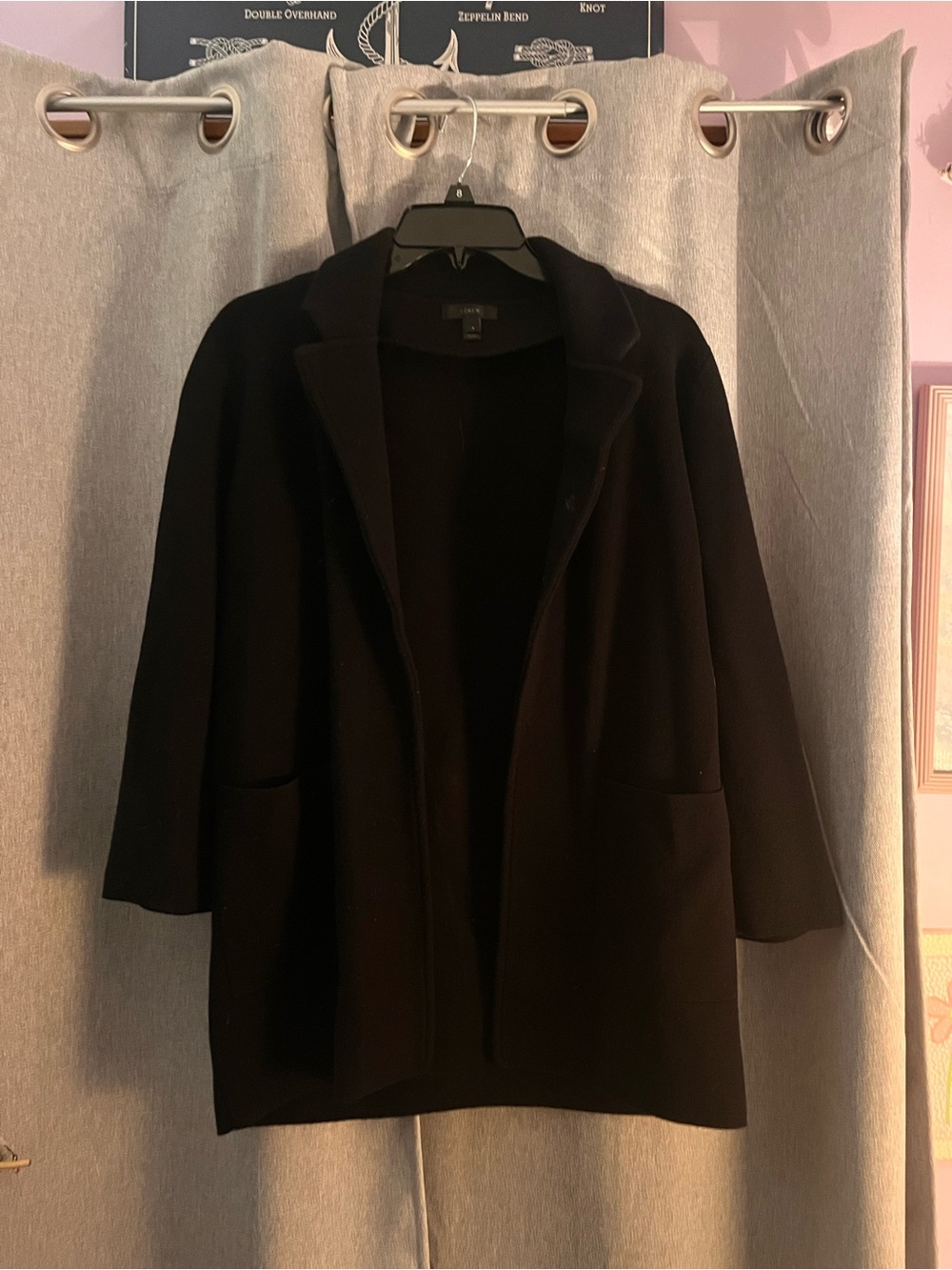 J. Crew Black Open-Front Midweight Coatigan